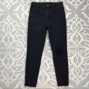 American Eagle Curvy Hi-Rise Jegging Black Ripped Knee NEW Size 6 SHORT